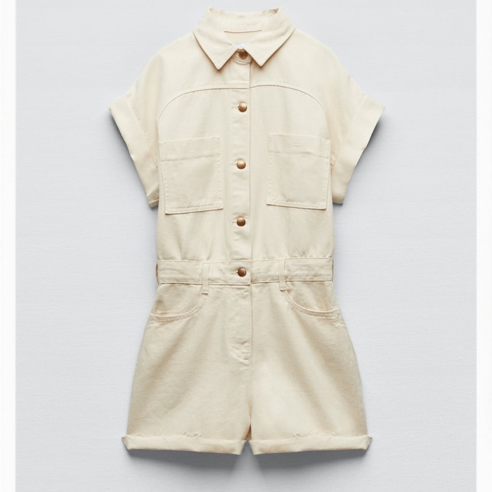 Zara Short Denim Jumpsuit